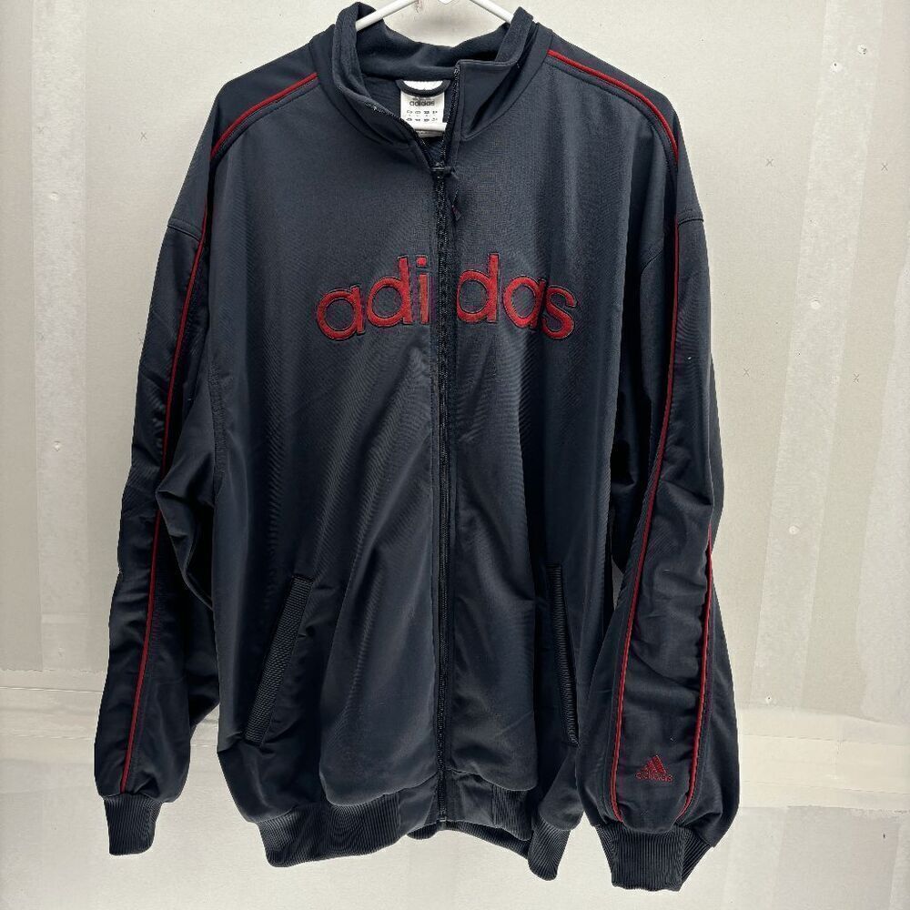 Vintage‎ Y2K Adidas Spell Out Track Top Jacket Full Zip Red Gray Size Mens XL